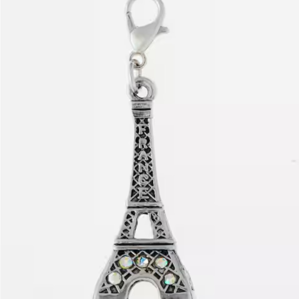 Silver Eiffel Tower Rhinestone Charm